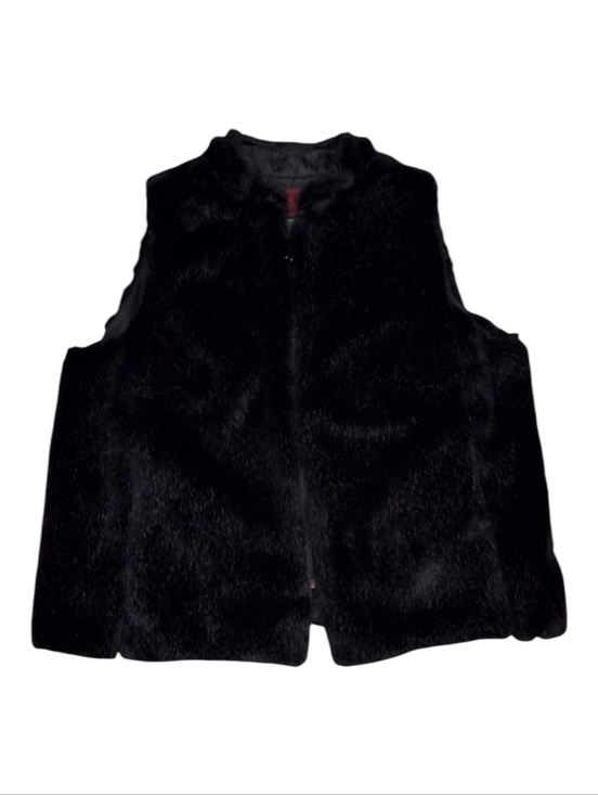 Lauren Ralph Lauren Jackets & Blazers - LRL Ralph Lauren~VTG Black Label~Women Faux Fur Zipup Vest~Black~Preppy~Ski~1X